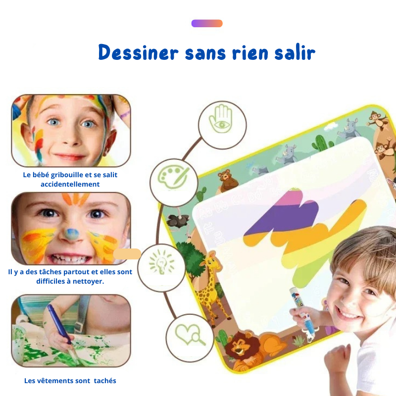 Tapis de Dessin Magique Réutilisable - Kit Créatif Enfants