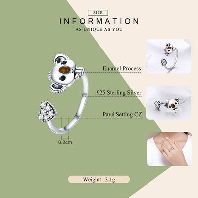 Bague en Argent Sterling 925 avec KoalaBague en Argent Sterling 925 avec KoalaBague en Argent Sterling 925 avec KoalaBague en Argent Sterling 925 avec Koala