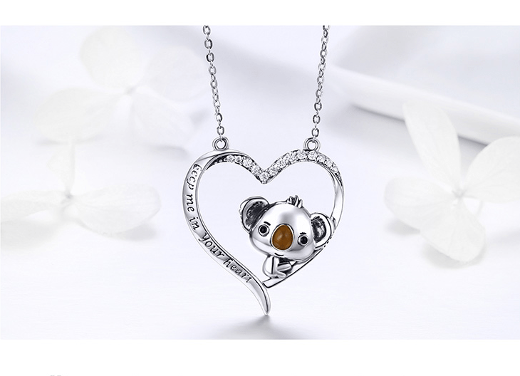 Achetez le Collier Cœur de Koala en Argent Sterling 925 | Bijou de Qualité avec Pendentif en Forme de Cœur