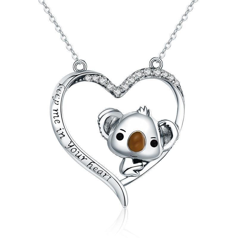 Achetez le Collier Cœur de Koala en Argent Sterling 925 | Bijou de Qualité avec Pendentif en Forme de Cœur