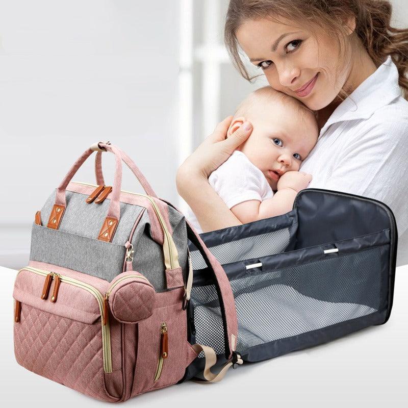 Achetez le Sac à Dos à Langer BabyGo Backpack™ 3 en 1 - Station à Langer de Voyage et Lit Pliable